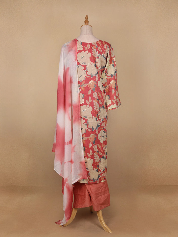 Pink Floral Designed Cotton Salwar Suit - Diadem