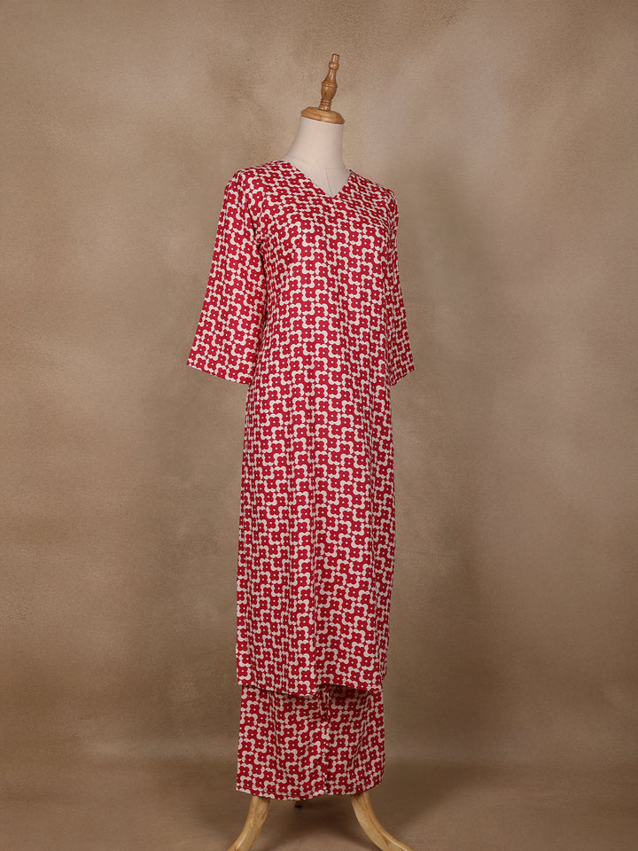 Pink Floral Designed Cotton Salwar Suit - Diadem