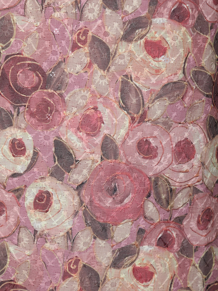 Pink Floral Designed Cotton Salwar Suit - Diadem