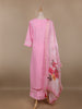 Pink Floral Designed Cotton Straight Cut Salwar Suit - Diadem