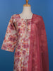 Pink Floral Designed Cotton Straight Cut Salwar Suit - Diadem
