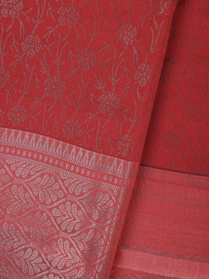 Pink Floral Designed Fancy Art Silk Saree - Diadem