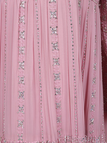 Pink Floral Designed Georgette Gown - Diadem