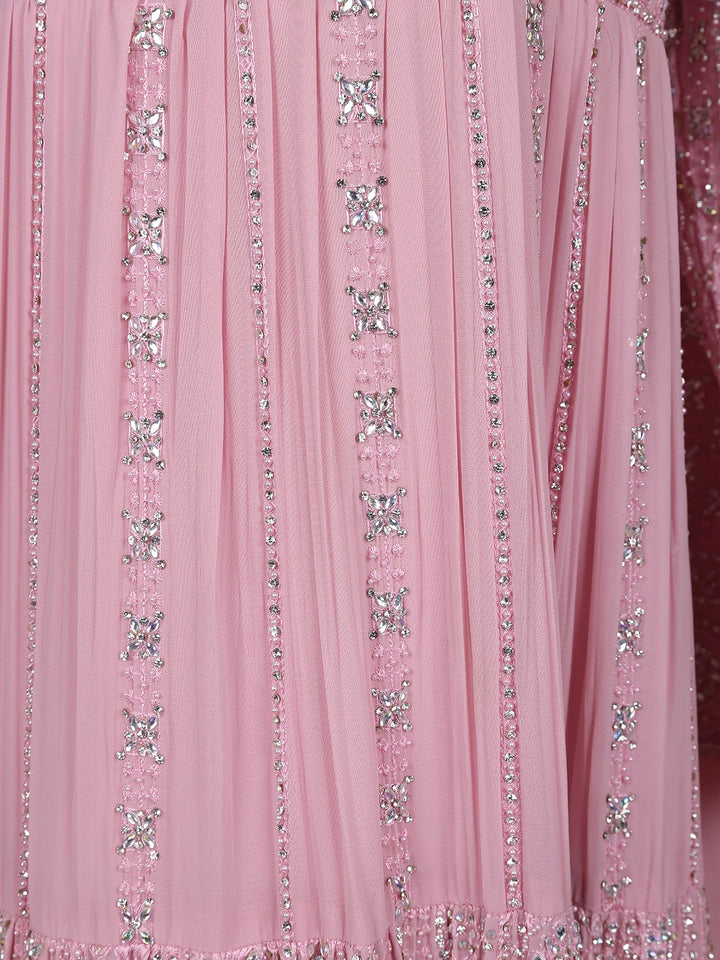 Pink Floral Designed Georgette Gown - Diadem