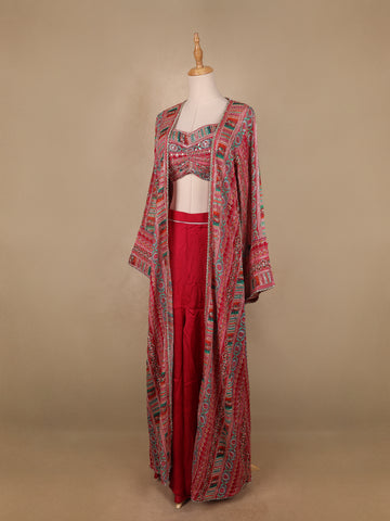 Pink Floral Designed Georgette Palazzo Salwar Suit - Diadem