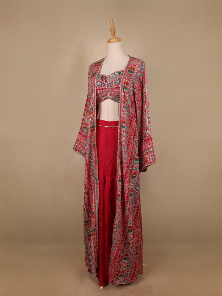 Pink Floral Designed Georgette Palazzo Salwar Suit - Diadem