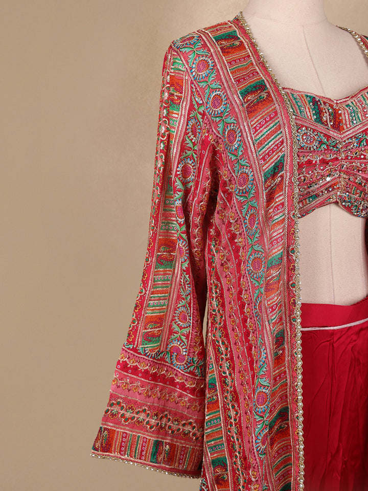 Pink Floral Designed Georgette Palazzo Salwar Suit - Diadem
