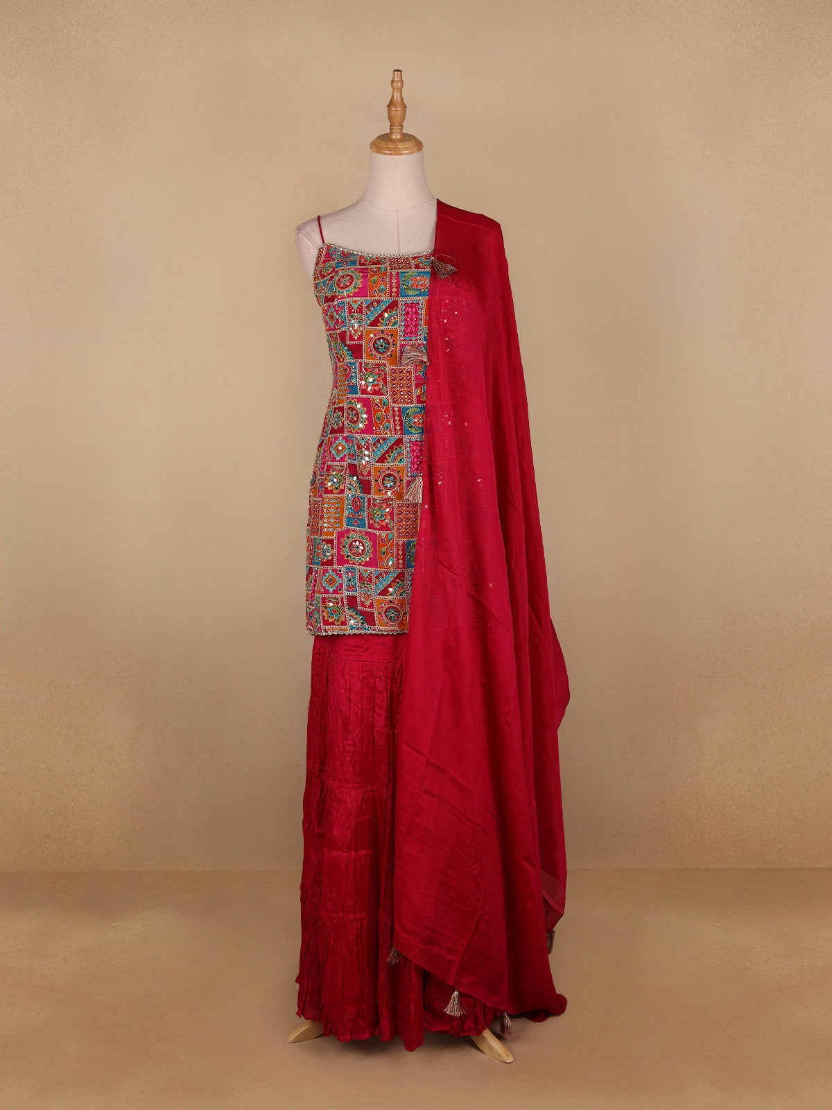 Pink Floral Designed Georgette Sharara Salwar Suit