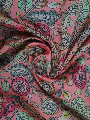 Pink Floral Designed Kora Printed Saree - Diadem