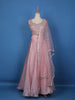 Pink Floral Designed Organza Bridesmaid Lehenga