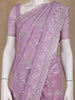 Pink Floral Designed Organza Designer Saree
