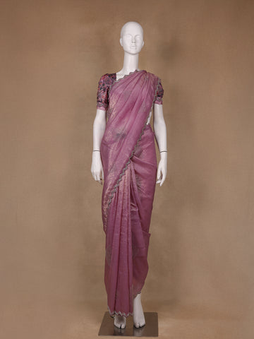 Pink Floral Designed Organza Designer Saree - Diadem