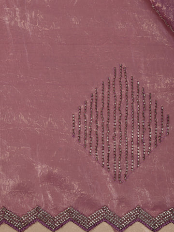Pink Floral Designed Organza Designer Saree - Diadem