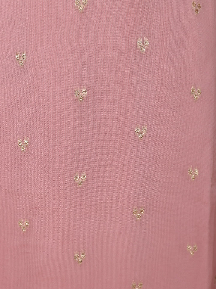 Pink Floral Designed Organza Salwar Suit - Diadem