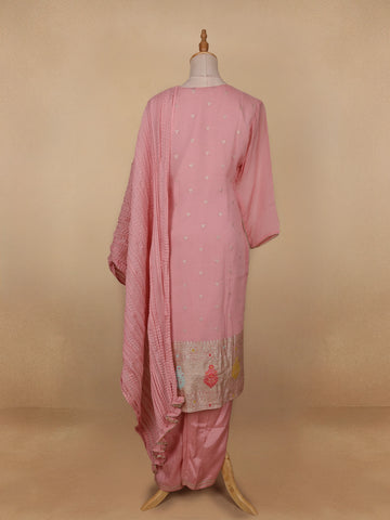 Pink Floral Designed Organza Salwar Suit - Diadem