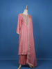 Pink Floral Designed Raw Silk Salwar Suit - Diadem