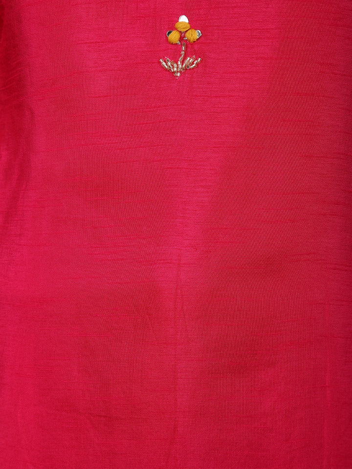 Pink Floral Designed Raw Silk Salwar Suit - Diadem