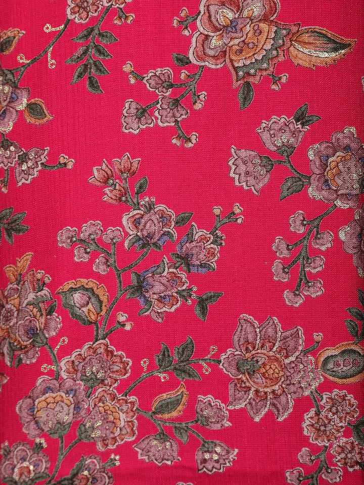 Pink Floral Designed Raw Silk Salwar Suit - Diadem