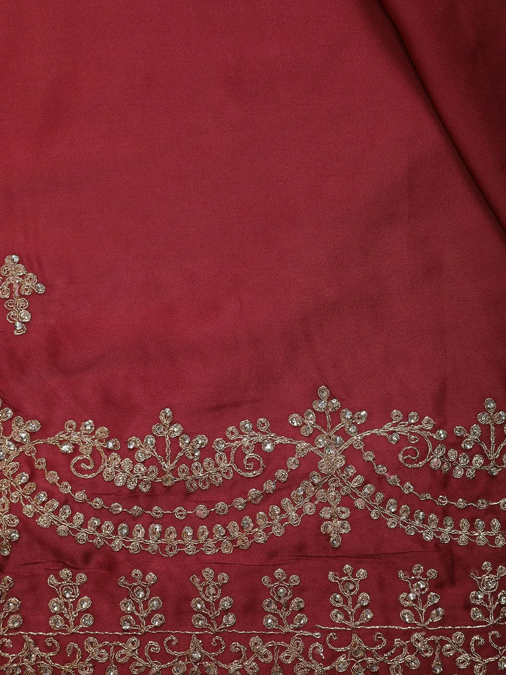 Pink Floral Designed Satin Fancy Saree - Diadem