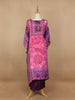 Pink Floral Designed Semi Silk Kaftan Suit