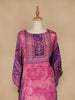 Pink Floral Designed Semi Silk Kaftan Suit