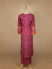 Pink Floral Designed Semi Silk Salwar Suit - Diadem