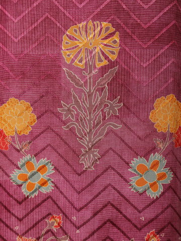 Pink Floral Designed Semi Silk Salwar Suit - Diadem