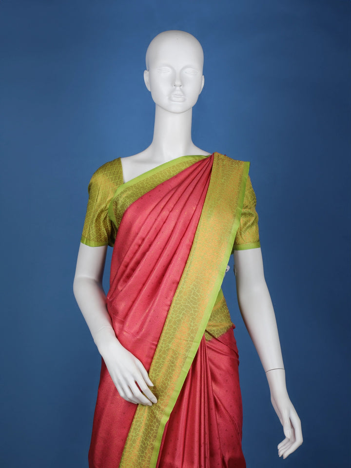 Pink Floral Designed Semi Silk Saree - Diadem