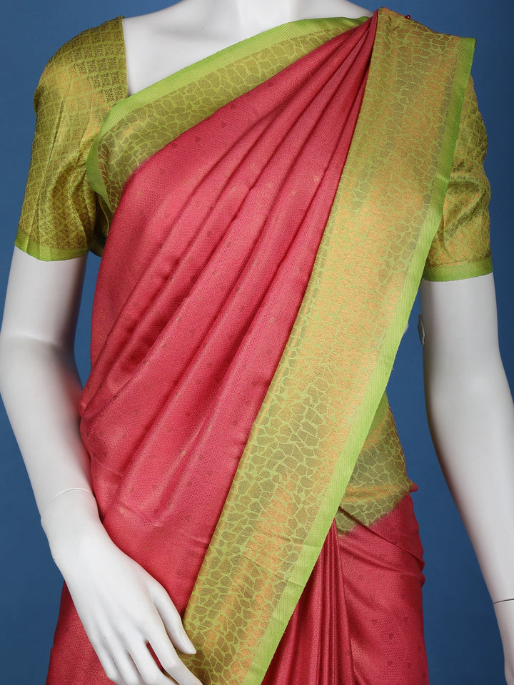 Pink Floral Designed Semi Silk Saree - Diadem