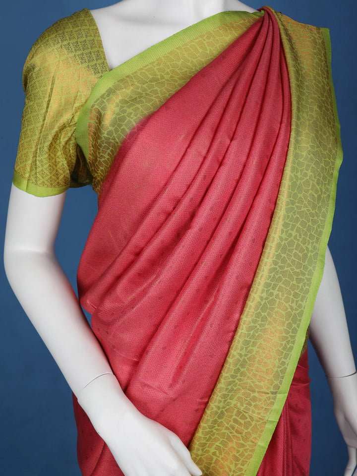 Pink Floral Designed Semi Silk Saree - Diadem