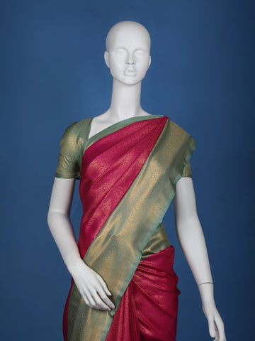 Pink Floral Designed Soft Silk Saree - Diadem