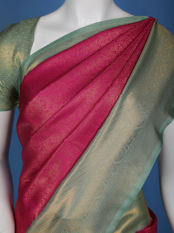 Pink Floral Designed Soft Silk Saree - Diadem