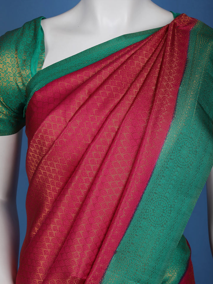 Pink Floral Designed Soft Silk Saree - Diadem