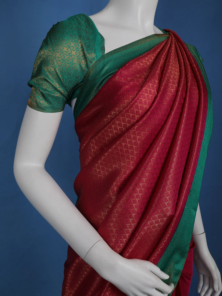 Pink Floral Designed Soft Silk Saree - Diadem