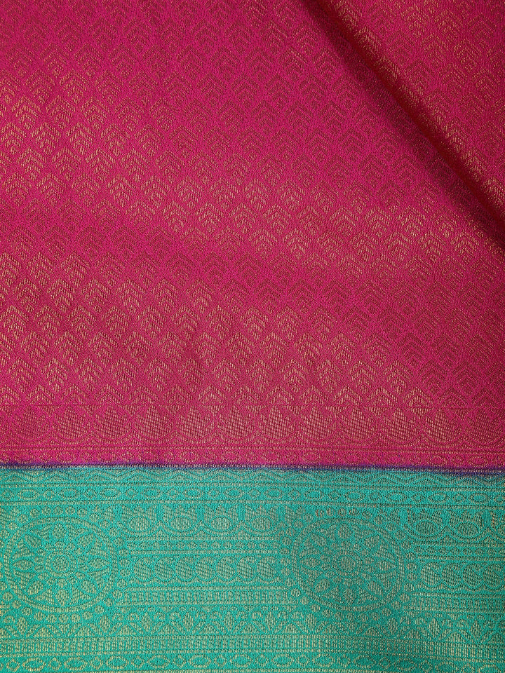 Pink Floral Designed Soft Silk Saree - Diadem