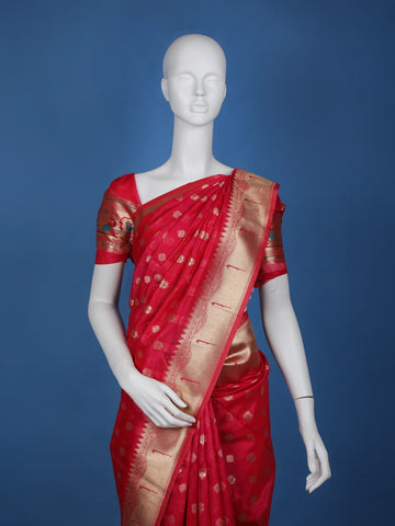 Pink Floral Designed Soft Silk Saree - Diadem