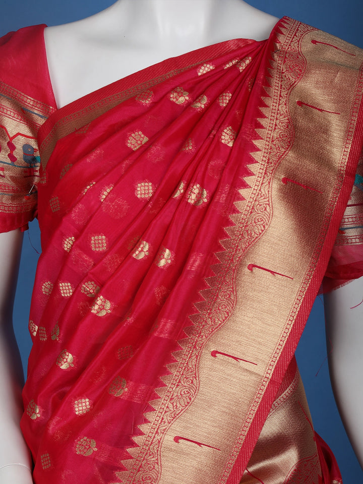 Pink Floral Designed Soft Silk Saree - Diadem