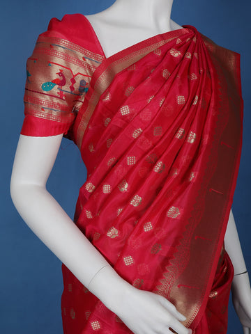Pink Floral Designed Soft Silk Saree - Diadem