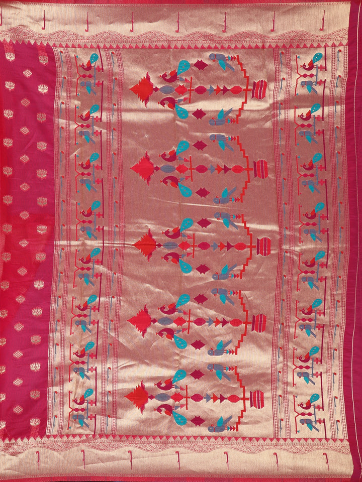 Pink Floral Designed Soft Silk Saree - Diadem