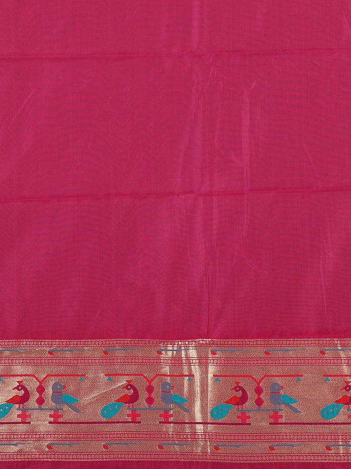 Pink Floral Designed Soft Silk Saree - Diadem
