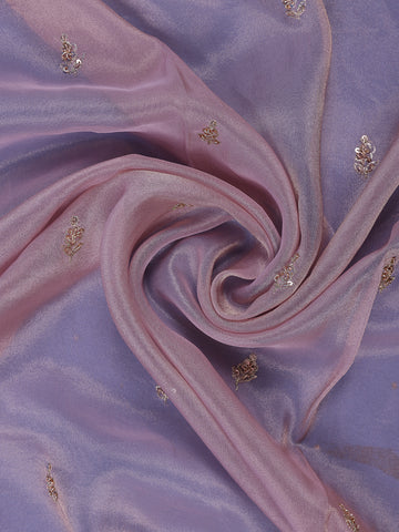 Pink Floral Designed Tissue Organza Saree - Diadem