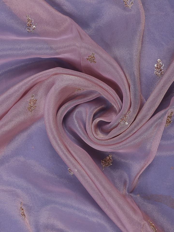 Pink Floral Designed Tissue Organza Saree - Diadem