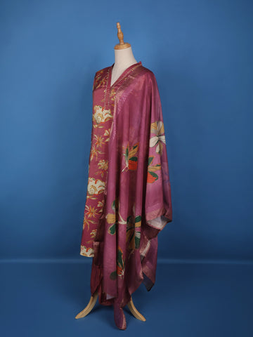 Pink Floral Designed Tissue Silk Salwar Suit - Diadem