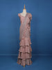 Pink Floral Designs Net Ready To Wear Saree with Designer Blouse - Diadem
