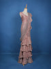 Pink Floral Designs Net Ready To Wear Saree with Designer Blouse - Diadem