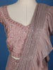 Pink Floral Designs Net Ready To Wear Saree with Designer Blouse - Diadem