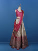 Pink Floral Embroidered Banarasi Silk Lehenga for Brides - Diadem