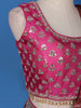 Pink Floral Embroidered Banarasi Silk Lehenga for Brides - Diadem