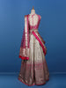 Pink Floral Embroidered Banarasi Silk Lehenga for Brides - Diadem