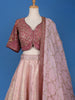 Pink Floral Embroidered Banarasi Silk Lehenga for Brides - Diadem